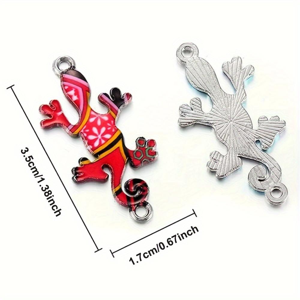 5/10/20 szt. Kreatywny wisiorek z serii zwierzęcej Kolory Kształt gekona jaszczurki Wisiorek z podwójnym kółkiem DIY Bransoletka Naszyjnik Kolczyki Breloczek