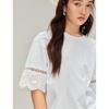 INMAN Women's Embroidered Lace Patchwork Five-Point Sleeve T-shirt