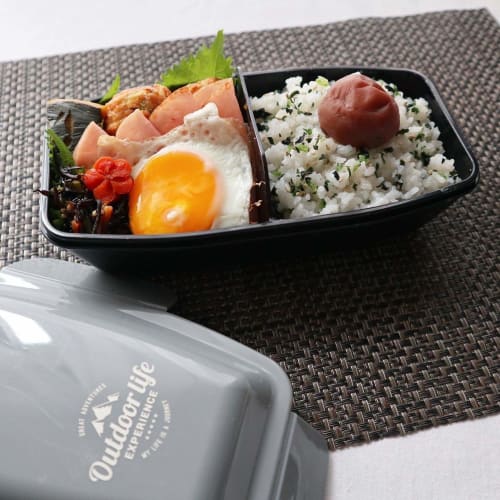 Komori Resin Bento Box, Outdoor Life, 4-Point Lock Dome Lunch Box, Gray, 750ml, Easy-to-Wash R-Shaped, Made In Japan