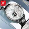 OLEVS 6708 Fashion Men's Watches Leather Strap Original Brand Self-winding Automatic Mechanical Wristwatch for Man Waterproof