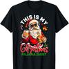 This Is My Christmas Shirt Santa with Bourbon  Cigar Cotton TShirt Short Sleeve Crew Neck All Seasons Comfortable Utdoors Tees