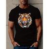 European Size Vibrant Angry Tiger Graphic Print T-Shirt - Men's Casual Short Sleeve Summer Tees with Comfortable Fit and Breathable Fabric