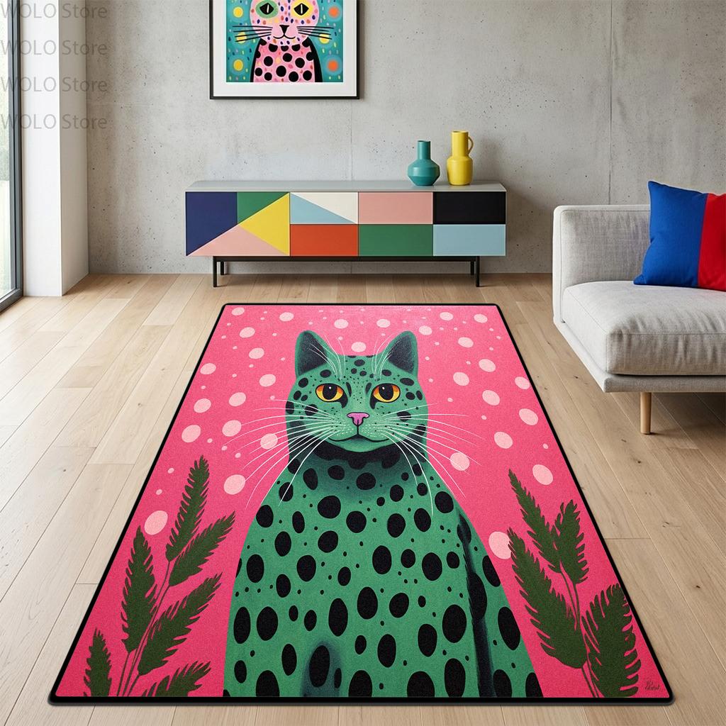Pop Art Pink Leopard Print Carpet Modern Parlor Gaming Room Decoration Large Area Rugs Soft Non-slip Washable Bedroom Floor Mat
