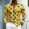 Camicia da uomo con stampa di rose blu europee e americane, camicia a maniche lunghe, sfondo bianco, fiore di rosa, slim, casual, taglie XS-6XL
