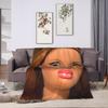Soft BlanketChildren Picnic Funny Disgusting Doll Face Meme Hilarious Sarcastic Throw Blanket  Flannel Bedspread For Bedroom