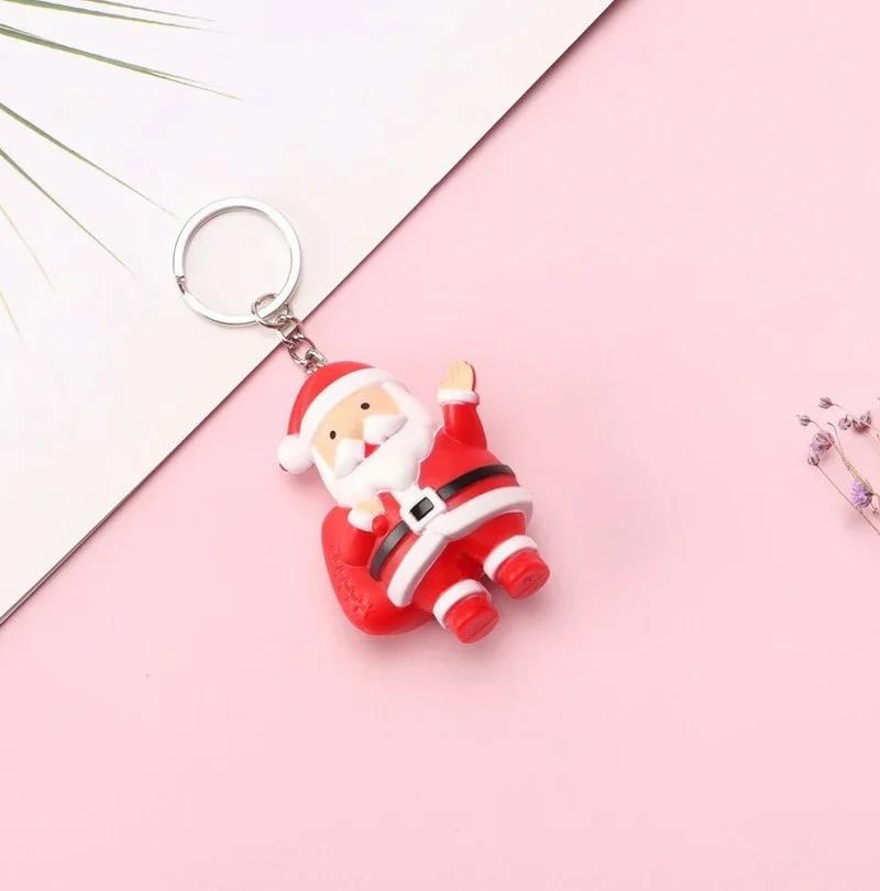 

Santa Claus Christmas Snowman Christmas Tree LED Sounding Luminous Keychain Pendant Christmas Creative Gifts Holiday Souvenir
