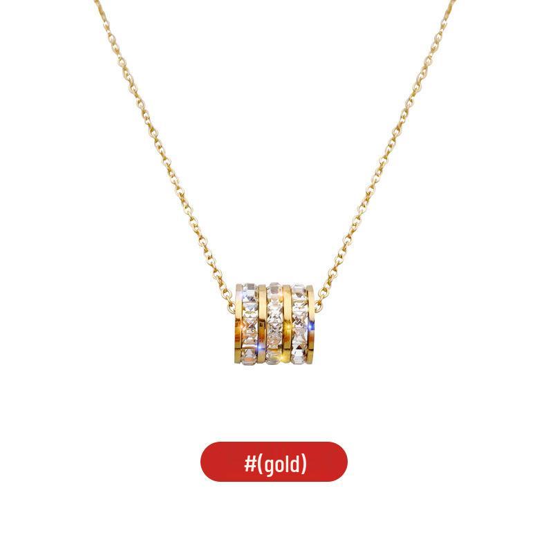 18K Gold Plated Titanium Steel Clavicle Necklace: Diamond Accented, Colorfast, Versatile, Light Luxury Style