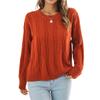 Women's Fashion Casual Cable Knit Color Loose Pullover Long Sleeve Knit Sweater