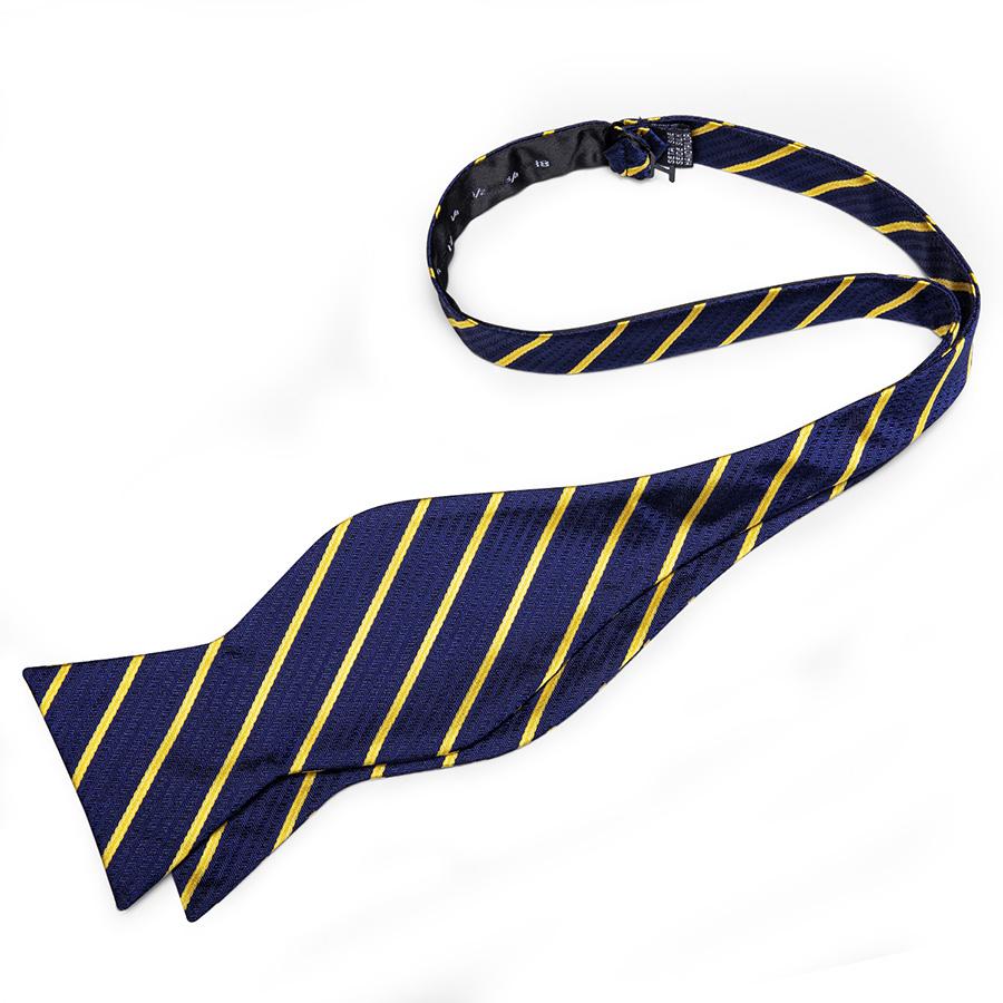 Bowtie Set for Men Blue Striped Self-tied Bowtie with Tassel Brooch Pin Tie Hanky Cufflinks Dibangu