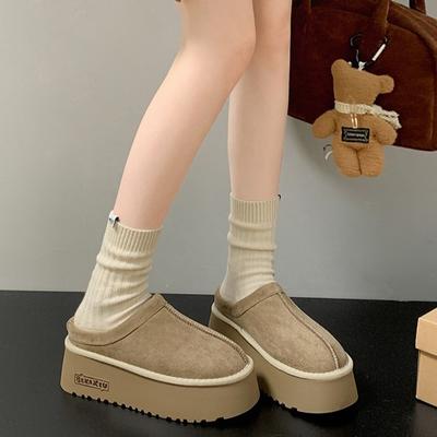 Fashion and Lightweight Internet Celebrity Thick-soled Bag Head Slippers Women Wear 2025 New Autumn and Winter Height Increase One Foot Lazy Shoes