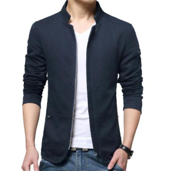 Męska kurtka bomberka w jednolitym kolorze jesienna casualowa dopasowana kurtka zapinana na zamek odzież wierzchnia