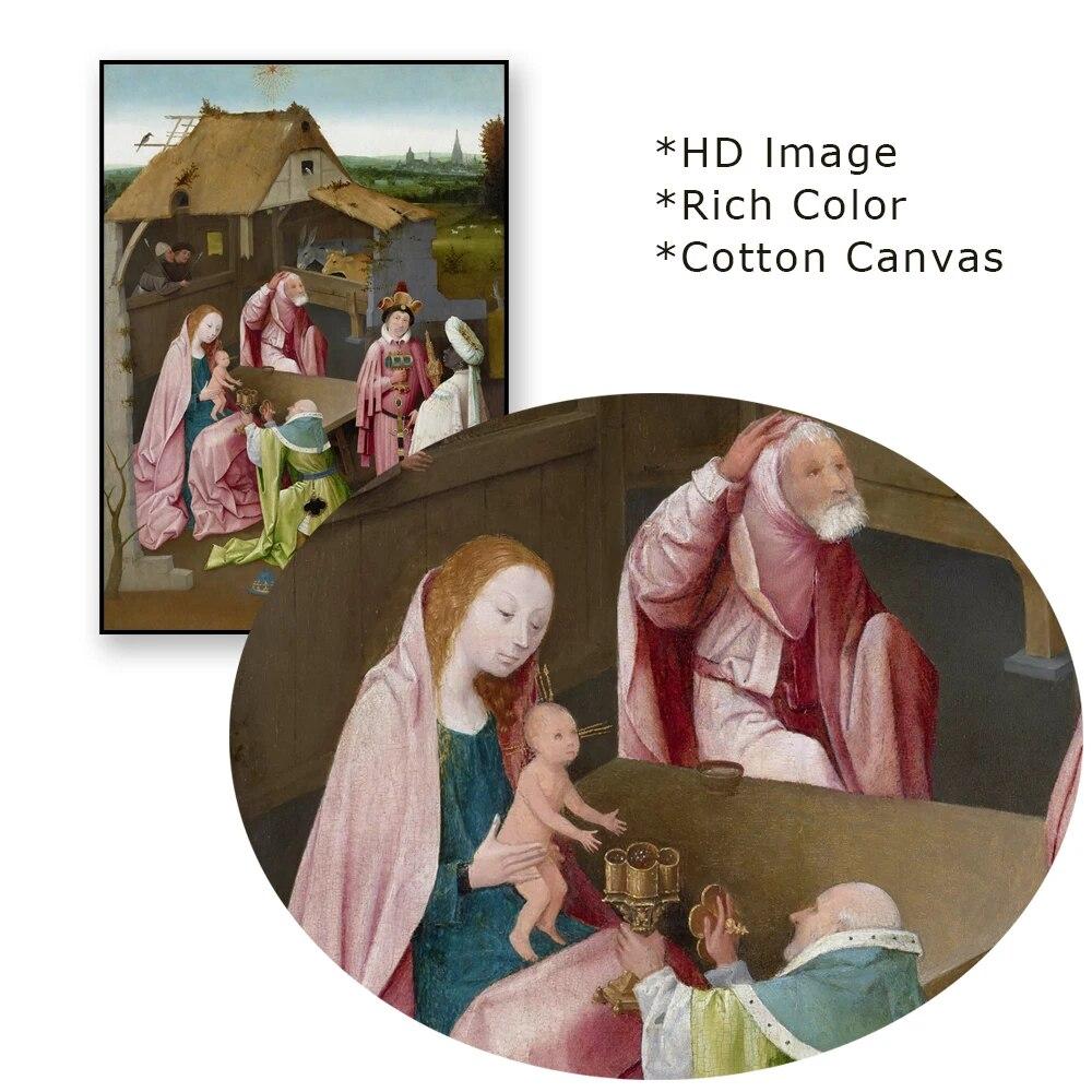 Classical Oil Painting Poster The Adoration of the Magi Prints Hieronymus Bosch Canvas Painting Living Room Home Decoration