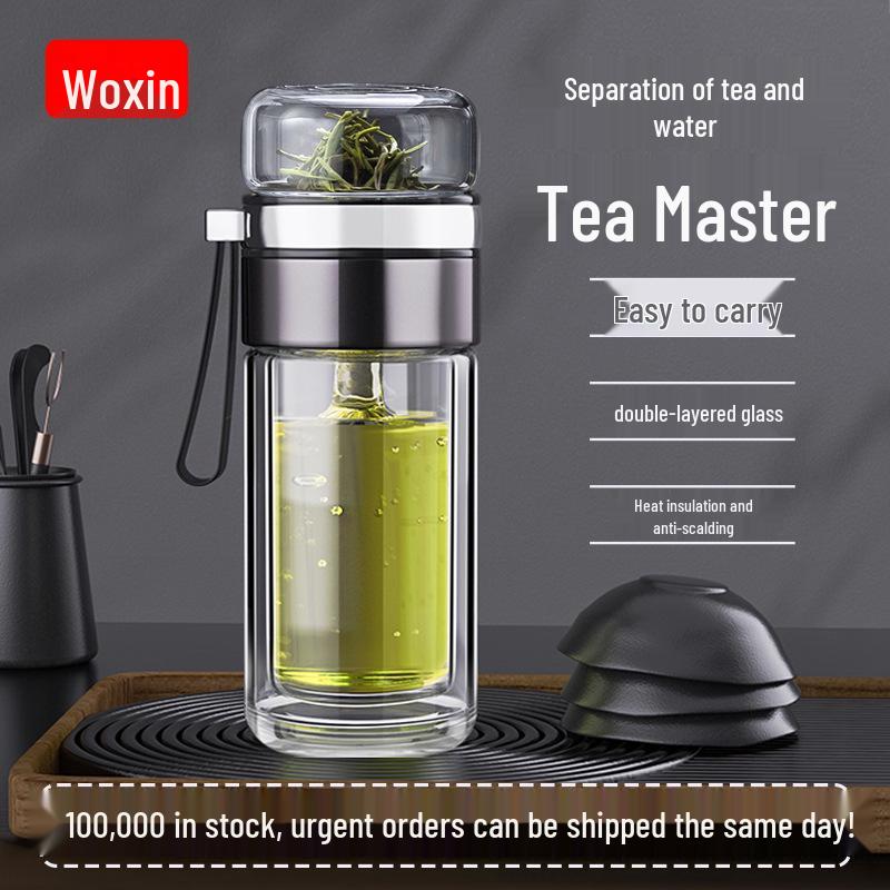 

Woxin Double-Layer High Borosilicate Glass Tea Cup with Text Logo 330ml Single Layer