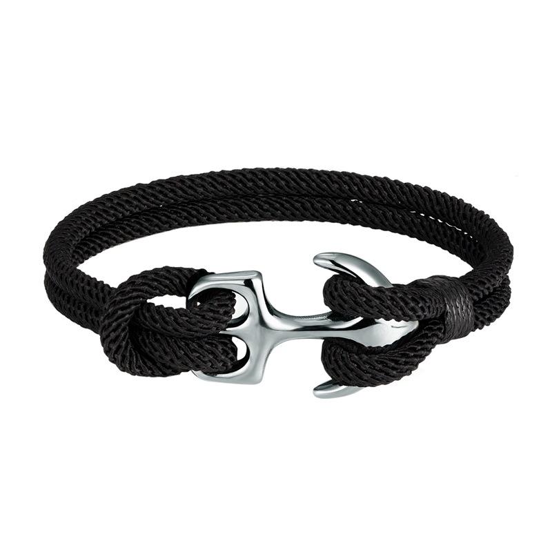 Fashion Trend European and American Men s Anchor Bracelet Women s Couple Milan Rope Umbrella Rope Hand Rope 2026 Resizable  чёрный