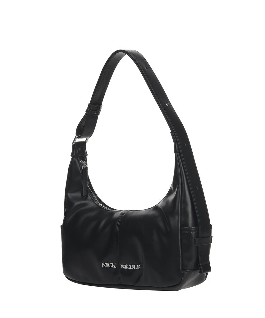 Nick&Nicole Logo Pocket Half Shoulder Bag_Black