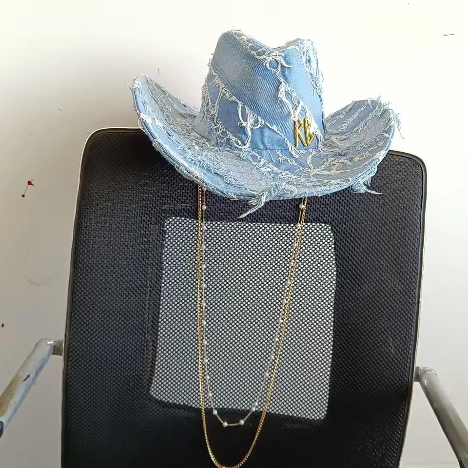 Double Chain Strap Hat Flat Top Fedora French Women's Autumn and Winter Women's Wide Brim Hat  Sombrero Hombre