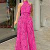 Women's Crew Neck Printed Jumpsuit Fashion Casual One Piece