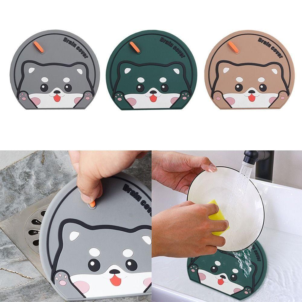 Cartoon Cat Sewer Floor Drain Cover Anti-insect Anti-blocking Deodorant Cover Anti Odor Sewer Sealing Silicone Mat
