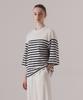 SILN Flared Three-Quarter Sleeve Stripe T-Shirts (Navy)