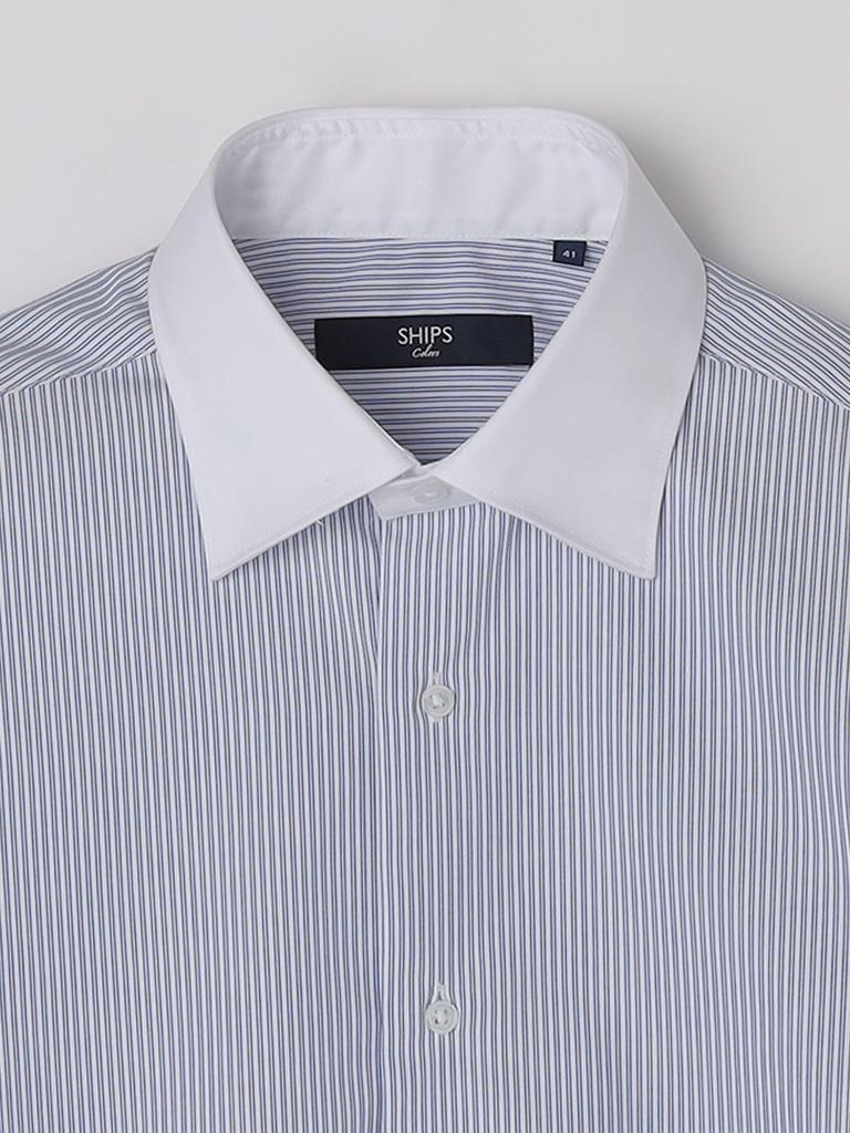 SHIPS Couleurs Chemise à Col Large à Rayures Clerc Facile d'Entretien pour Homme, Bleu, Taille 40, 211130390