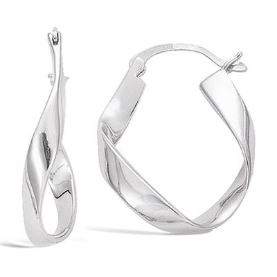 [G9028] - Silver Hoop Earrings 'Choréographie' Silver (rhodium-plated) - 25x20x3 Mm