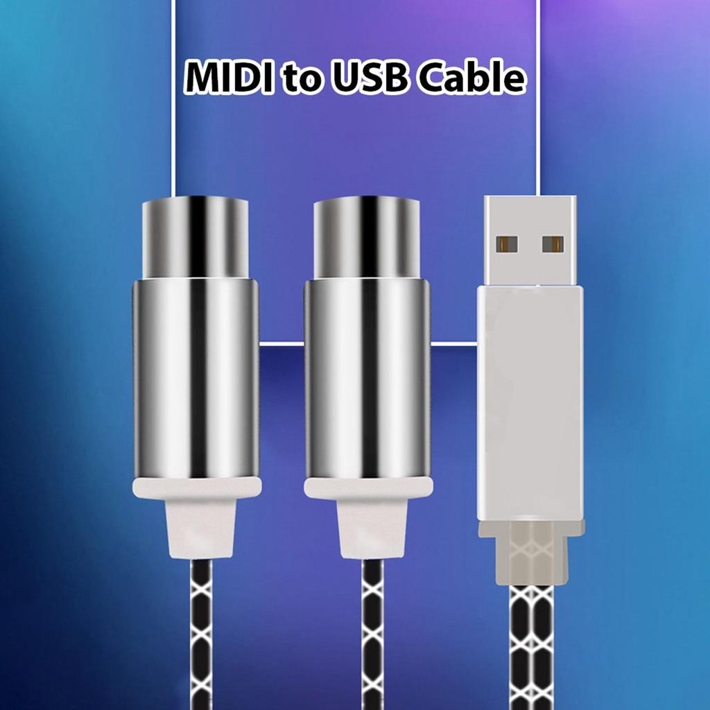 Tremolo MIDI To USB Cable 5.9ft MIDI Cable with Input Output Interface 5 Pin Line Converter PC To Music Electronic