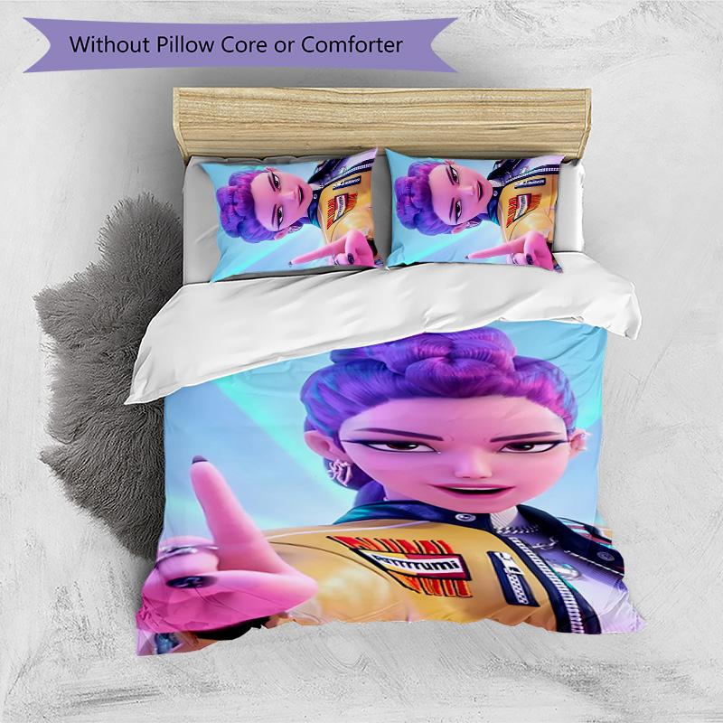 Conjunto de Roupa de Cama KPOP Hunter 3 Peças Capa de Edredom com Fecho Inclui 1 Capa de Edredom & 2 Fronhas para Todas as Estações Decoração de Quarto Casa Dormitório
