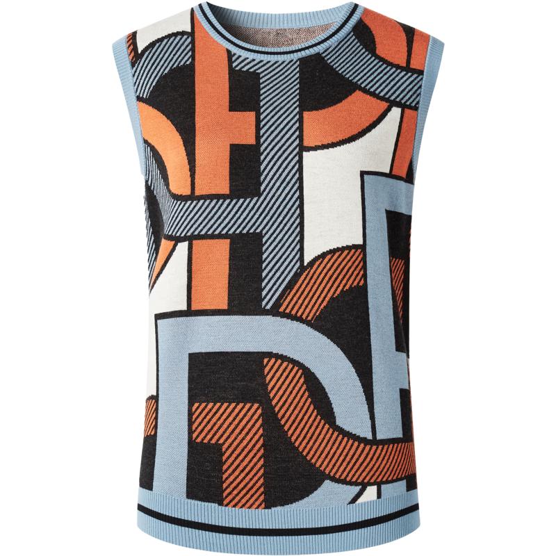 PORTS Women s Printed Sleeveless Wool Knit Pullover M