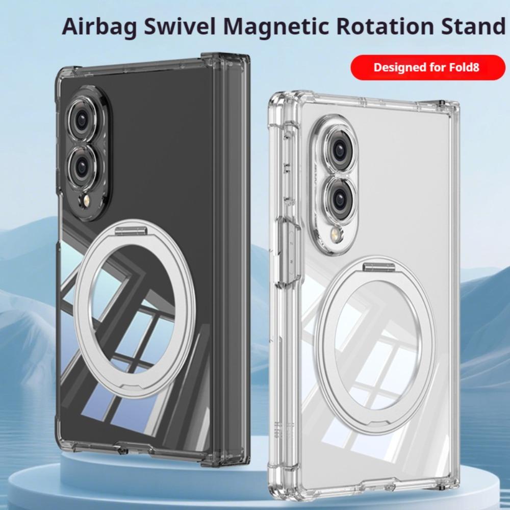 Luxury Rotatable Bracket for Magsafe Case for Samsung Galaxy Z Fold 8 Fold8 Transparent Screen Flim Hinge Airbag Protector Cover