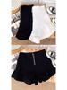 Women's 2024 Summer White Ruffled Wide-Leg High-Waist Zipper Design Casual Shorts