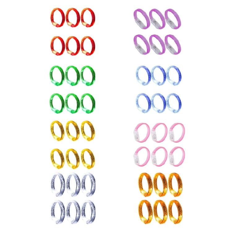 6pcs Colorful Light Up Party Glowing Bracelets Stylish Plastic LED Wristbands Birthday Party Wrist Bands Ornament