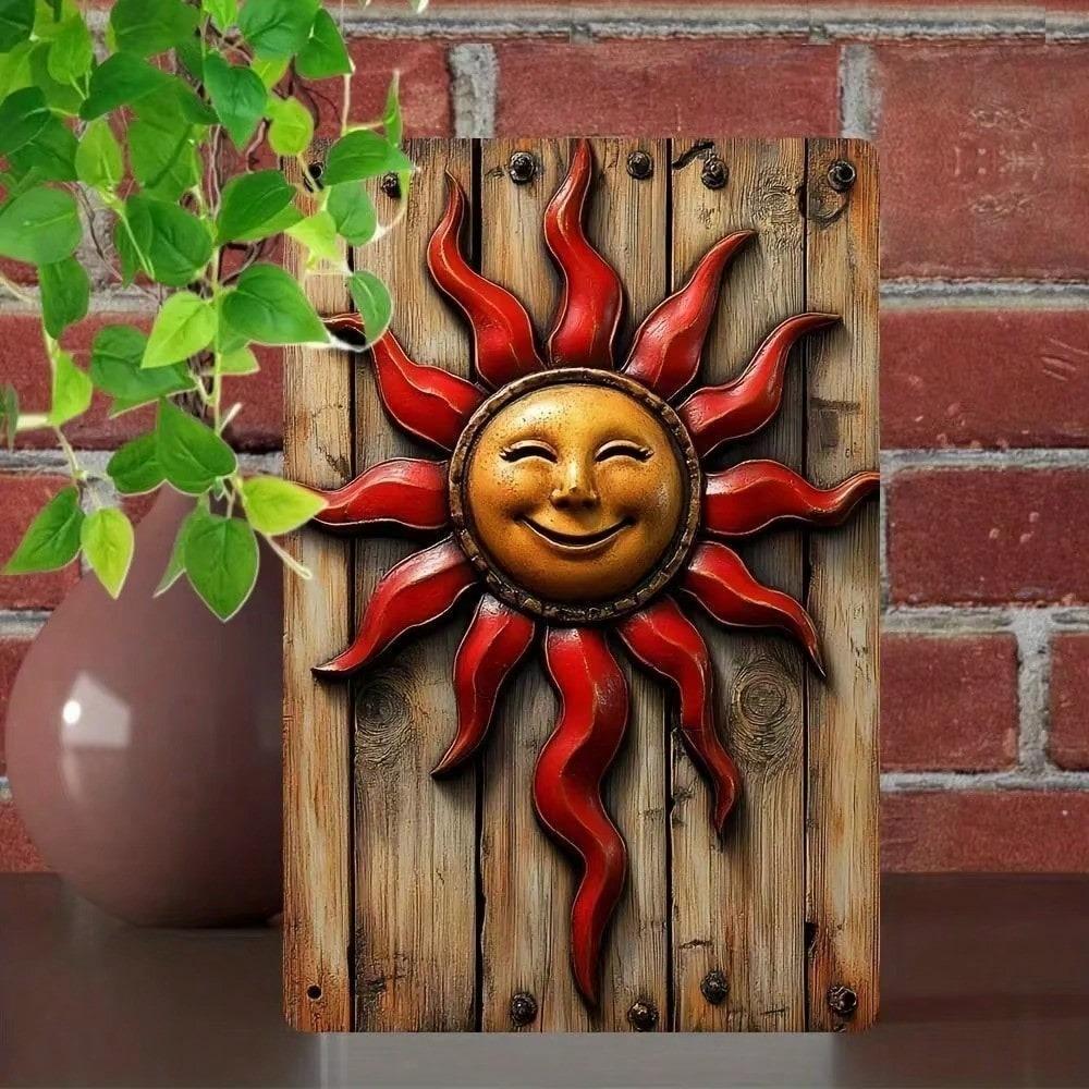 Vintage Sun Metal Tin Sign Retro Wall Art Decor for Home Bar Garage