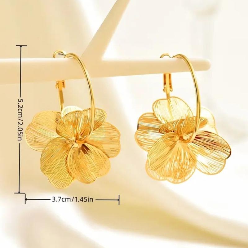 Exaggerated Florals Drop Earrings Flower Petal Pendant Ear Rings Statement Party Jewelry Lightweight Ear Accessories