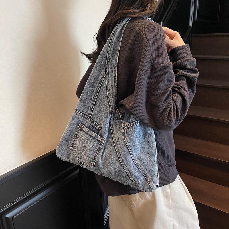 Dames Denim Tote Bag Modieuze Oversized Schoudertas Casual Dagelijkse Canvas Stijl Handtas