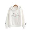Women Warm Soft Hoodies Embroidered Cat Face Hooded Sweater Women's Fall and Winter Students Literary Cat Long-sleeved Padded Cute Sweater