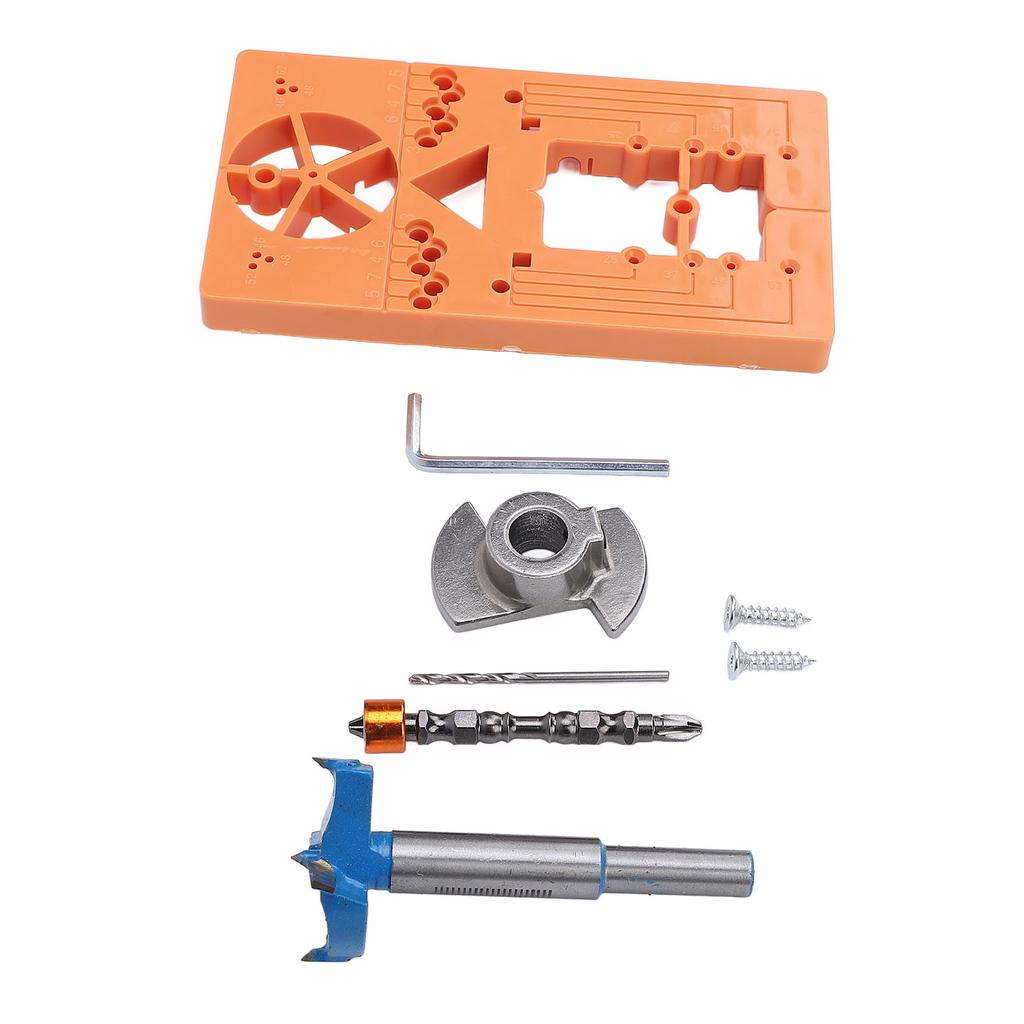 Hinge Jig Kit Concealed Adjustable Cabinet Door Metal Drill Guide 35mm for Woodworking