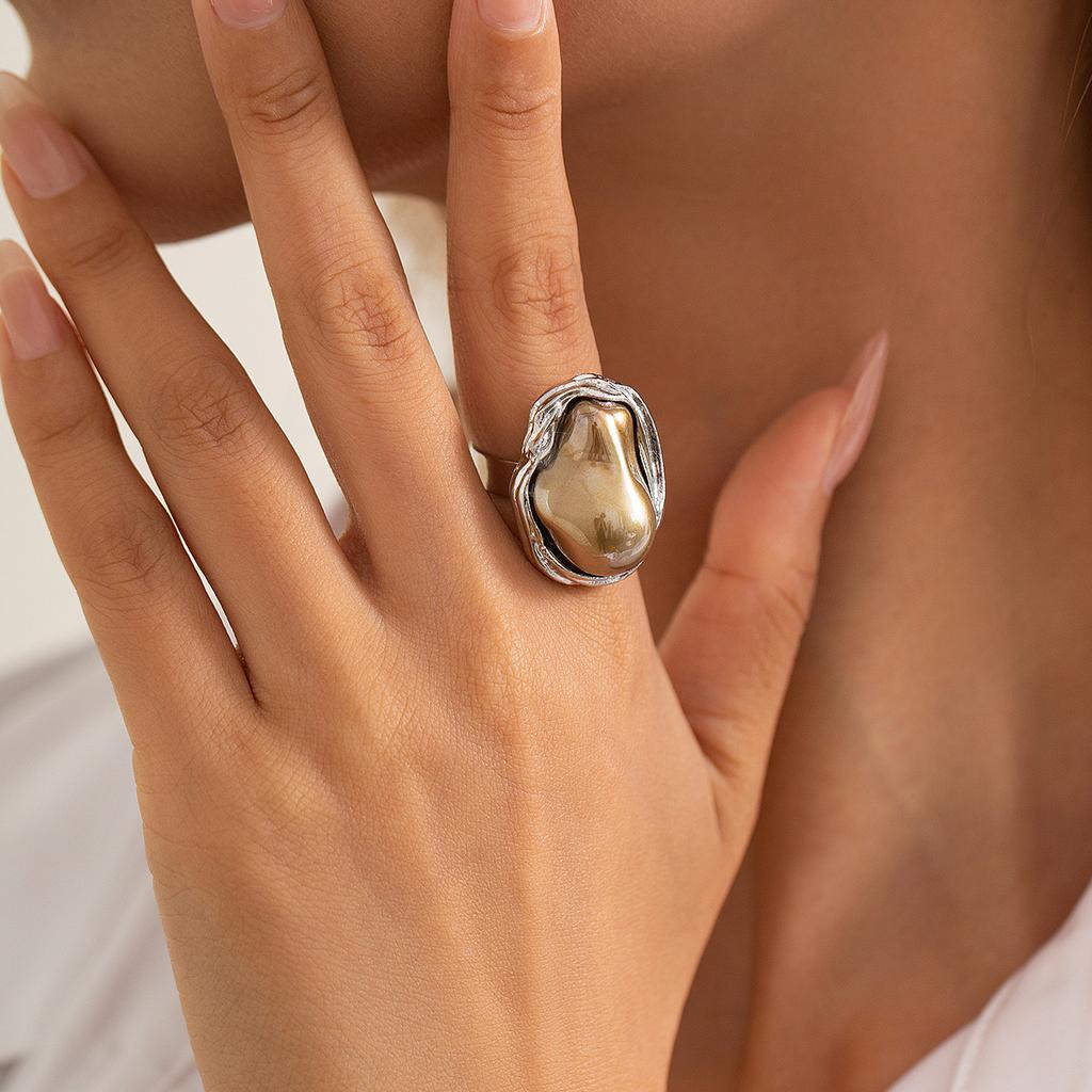 Salircon Koreanische Mode Eleganter Barock Imitation Perlenring Damen Luxus Ästhetisch Party Hochzeit Offen Verstellbare Ringe Schmuck