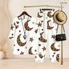 Women Plus Size White Printed Two Piece Set Crew Neck Half Sleeve Top Cross Hem Pants