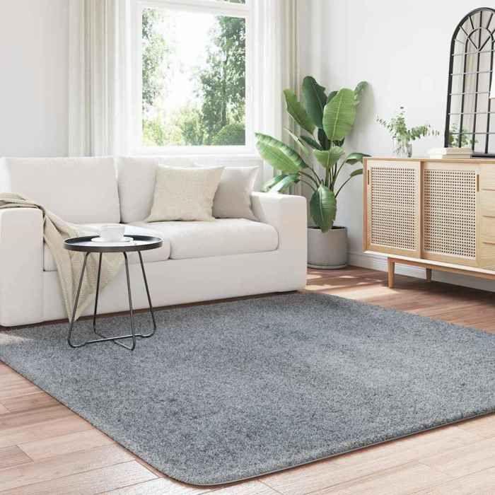VidaXL Shaggy Rug with Long Pile Silver Grey 200x200 Cm Polyester, Rug, Bedroom Rug, Modern Rug, Living Room Rug, 4102884