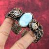 Larimar Bangle Copper Wire Wrapped Cuff Bracelet Adjustable Bangle Rainbow Moonstone Gemstone Cuff Anniversary Gifts Handmade Copper Jewelry