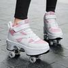 Roller Skates 6-15 Years Old Four-wheel Deformation Can Walk Can Skate Skates Girl Runaway Shoes