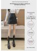 New Autumn/Winter High-Waist Slim A-Line Black Leather Skirt for Women, Plus Size Available.