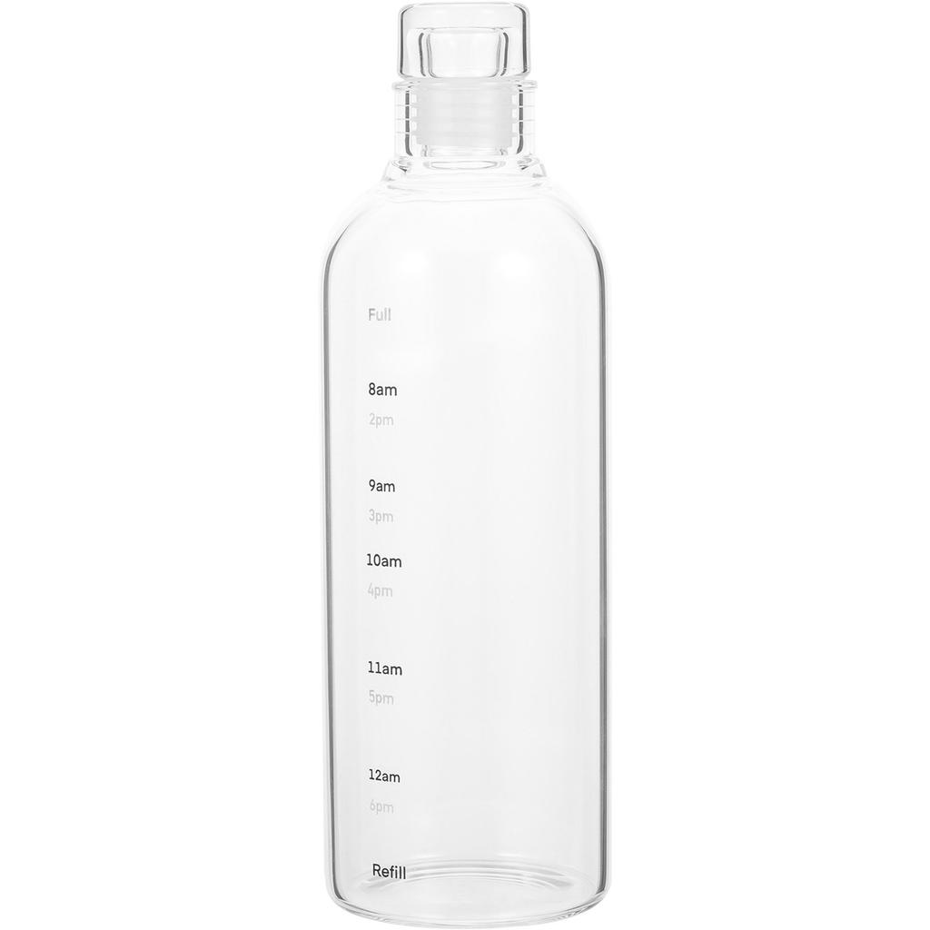 Clear Glass Water Bottle Large Capacity Leakproof Portable Cup with Time Scale for Travel Office Home Fitness Sports Gym