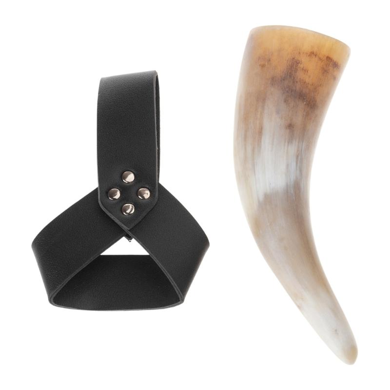 2pcs Vikinges Drinking Horn Mug with Leather Holsters,Beer Mug Renaissance Medieval Beer Cup Halloween Cosplay Costumes
