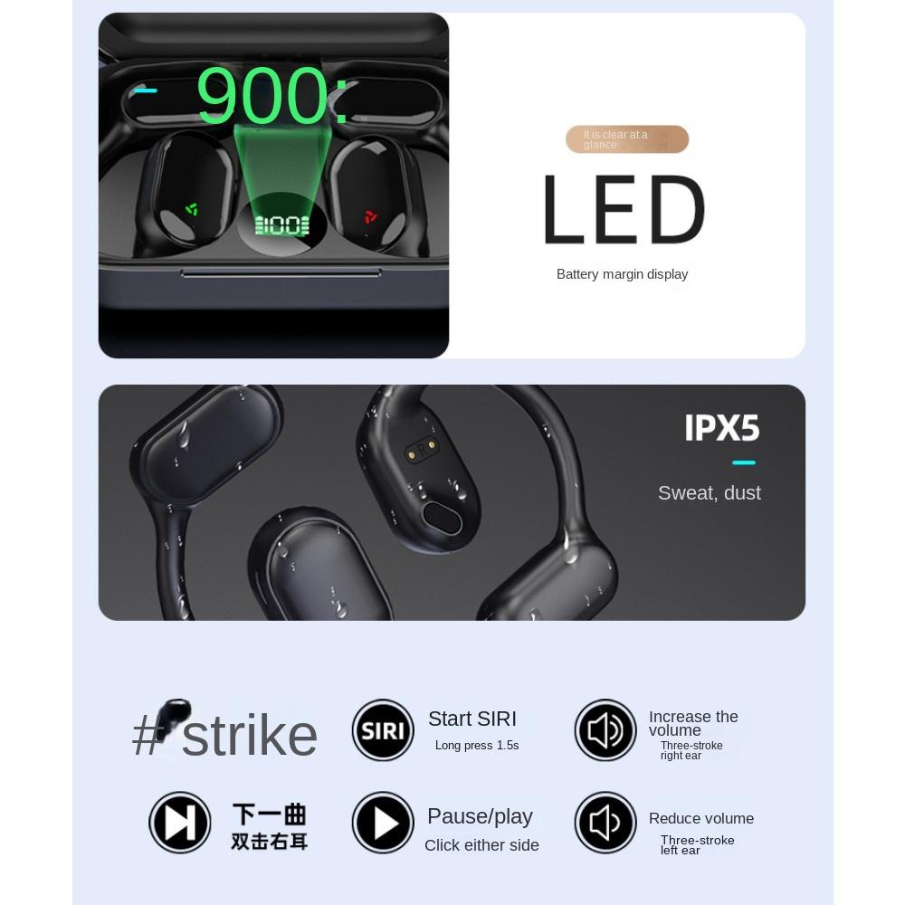 Bluetooth headset typu zavěšení na ucho s vedením vzduchu nevkládané do ucha bezdrátové sportovní headset s kostním vedením pro obě uši