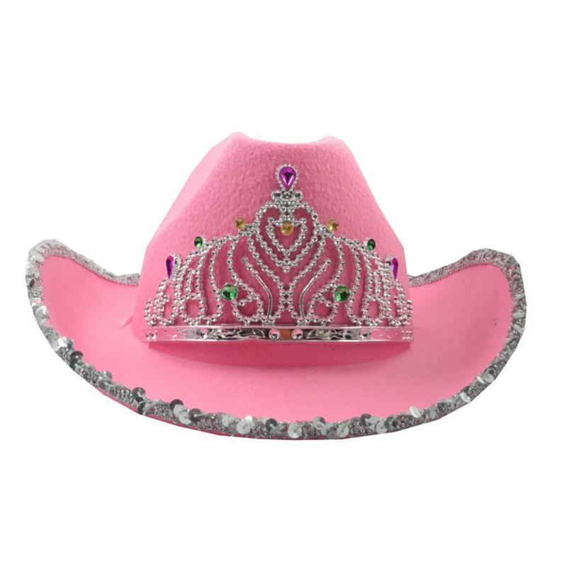Vintage Prom Party Sequin Crown Cowboy Hat Christmas Hat Big Brim Hat Jazz Top Hat Costumes for Fancy Dress Parties