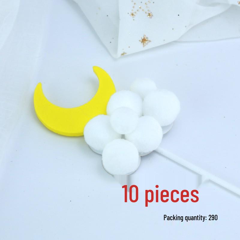 Pom-pom & Star Cake Toppers with 3D Clouds - Festive Birthday Table Decor