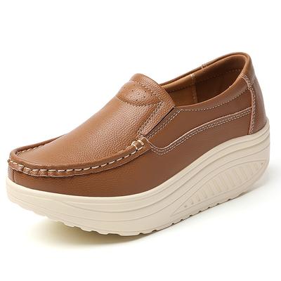 Pantofi cu Toc Pană la Modă Femei Pantofi cu Platformă Pantofi Rocker Piele Naturală Mocasini Slip-on Pantofi Casual de Mers