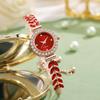Women Rhinestone Leaf Watch Round Dial Ladies Casual Formal Dress Quartz Bracelet Wristwatch Fashion Jewelry Accessory