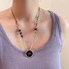 Imitation Pearl Beads Sweater Chain French Irregular Round Double Layered Rope Chain  Women